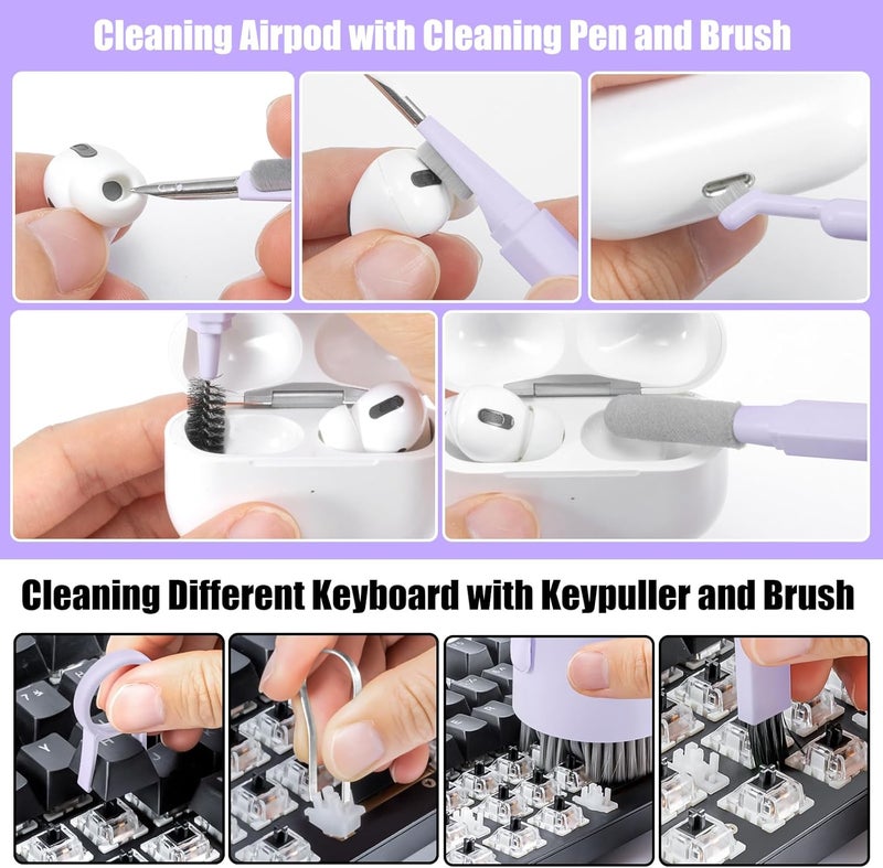 walrfid Laptop Phone Screen Cleaner Kit, Computer Keyboard Brush Cleaning Spray for iPhone AirPods Macbook iPad, 20-in-1 Electronic Device Clean Tool For Camera PC Monitor Earbud TV Tablet Car Screens- Purple - Image 3